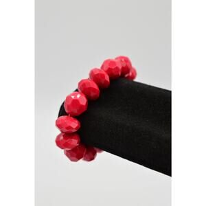 Stella & Dot Small Children Statement Bracelet Stretchy Beaded Magenta Red BinO